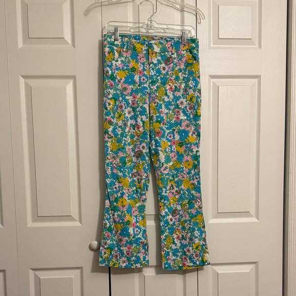 Zara Pants - Zara Floral Linen Blend Kick Crop Pants Women’s size 02 Summer Spring Resort K1